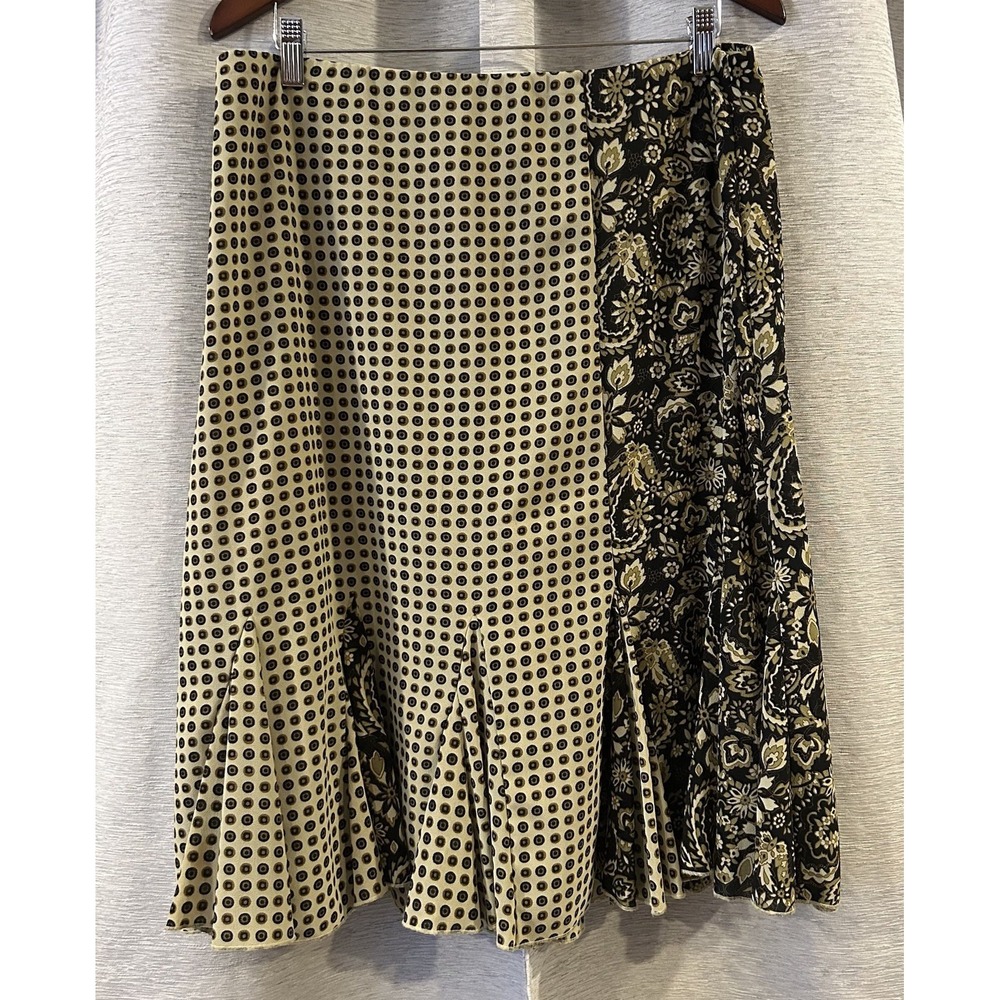 Y2K Green Paisley Maxi Skirt Lined Full Length Bohemian Size 14 Petite